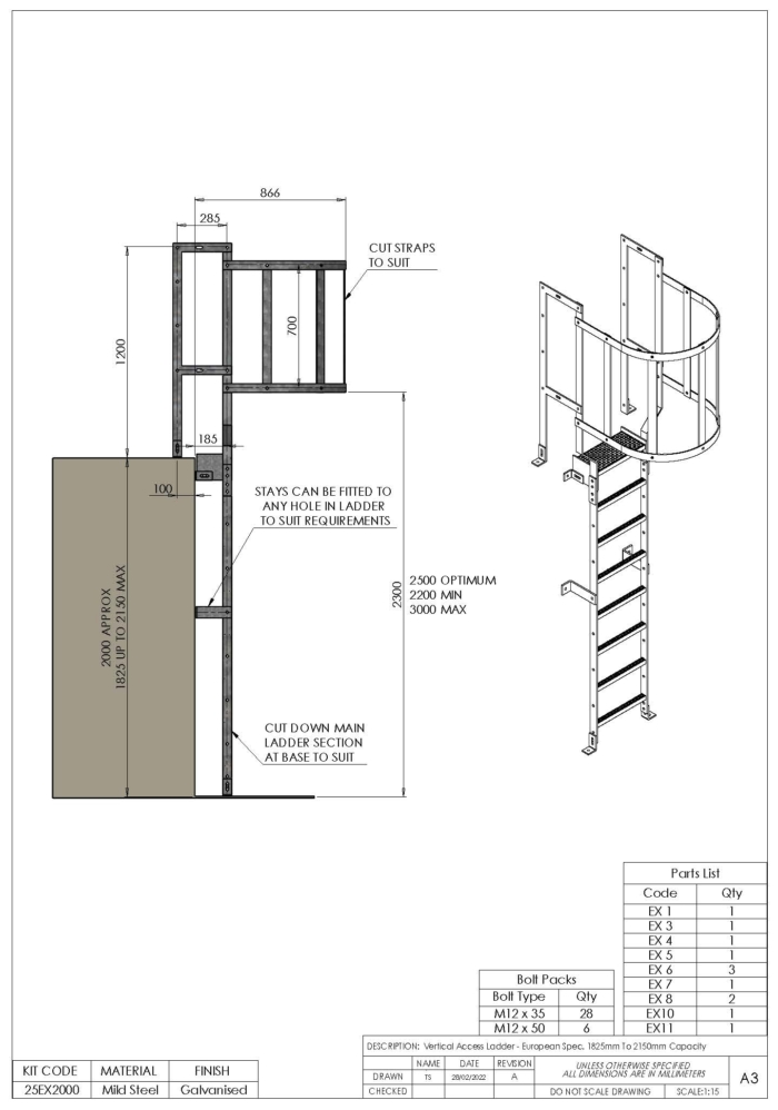 Verticial Access Ladder Kit – European Spec BS EN 131