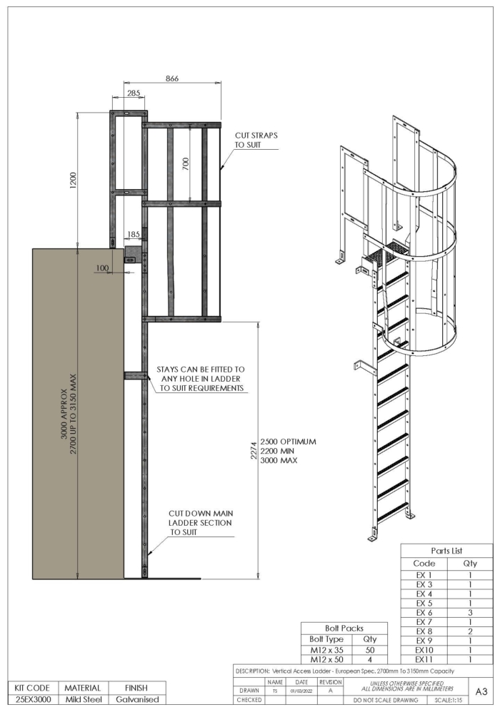 Verticial Access Ladder Kit – European Spec BS EN 131