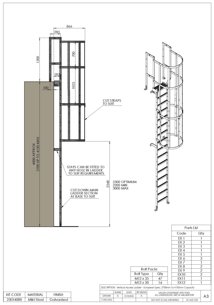 Verticial Access Ladder Kit – European Spec BS EN 131
