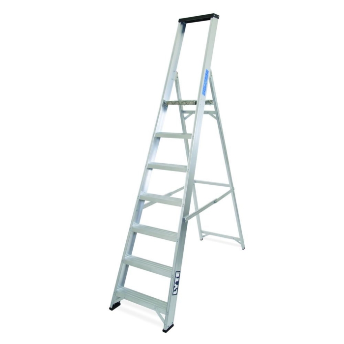Lyte Industrial Aluminium Platform Step Ladders with Tool Tray