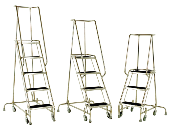 Stainless Three, Four and Five Step Ladders
